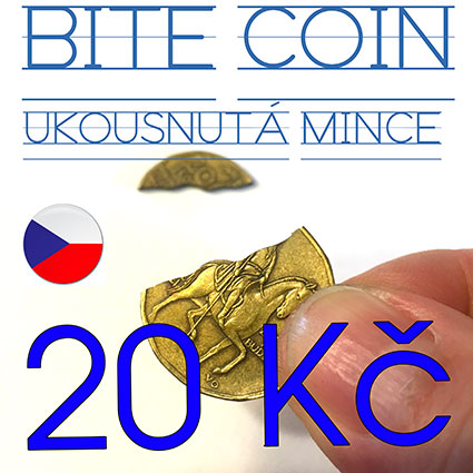 BITE COIN 20 Kč - ukousnutá mince