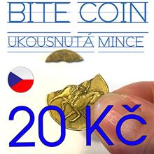BITE COIN 20 Kč - ukousnutá mince