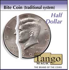 BITE COIN HALF DOLLAR - ukousnutá mince + video ke stažení